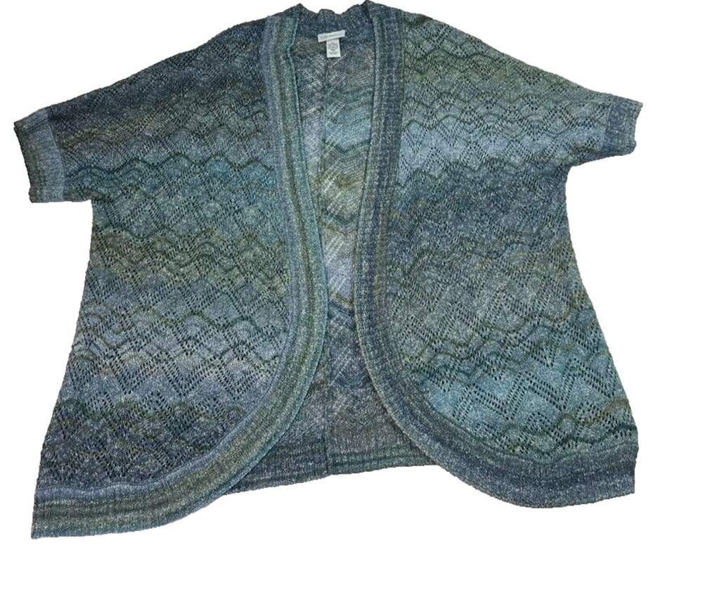 Catherines Cardigan Sweater Women Plus 3X Short Sleeve Open Front Open Knit